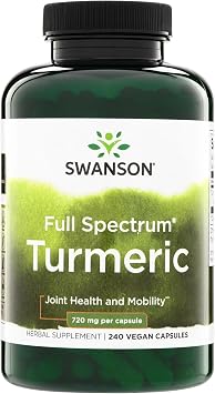 Swanson Full Spectrum Turmeric Curcumin Supplement, 240 Vegan Capsules