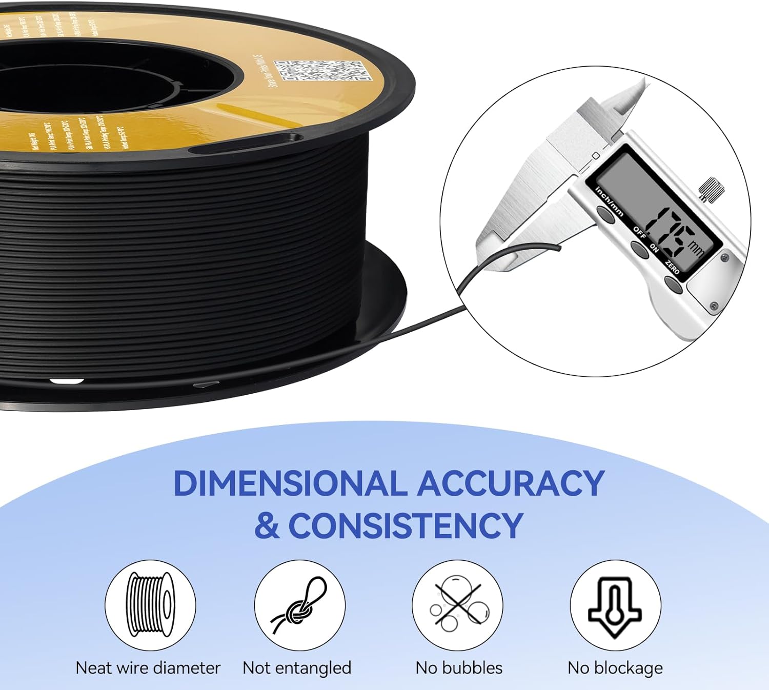 Kingroon Matte PLA Filament 1.75mm 3D Printer Filament Matte Filament 1kg Dimensional Accuracy +/- 0.02 mm (Matte Black) - Image 4