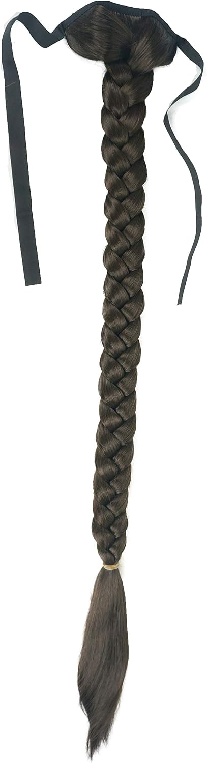 Lydell 24" Long Fishtail Braid Wrap Around Ponytail Extension Synthetic Hairpiece #6 Chestnut Brown - Image 3