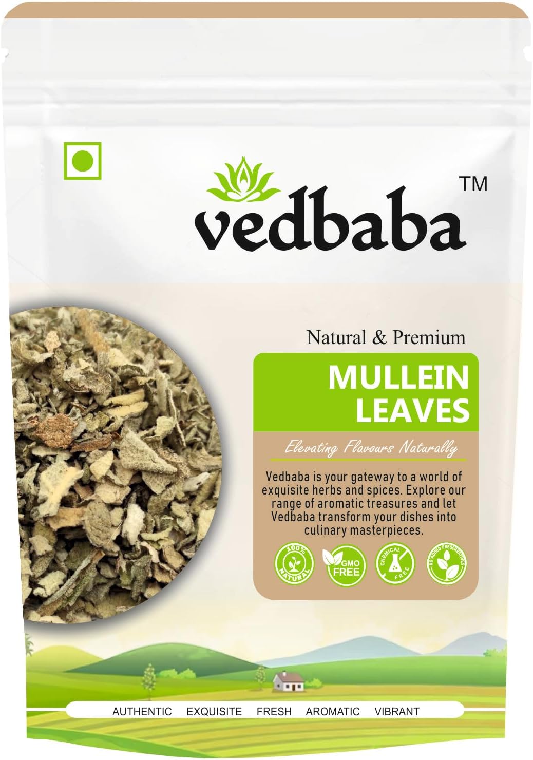 Vedbaba Mullein Tea Leaves - 100gm, 200 Cups, Herbal Tea for Lung Detox & Immunity - Loose Mullein Leaf for Lungs, Immunity & Sleep (100GM)