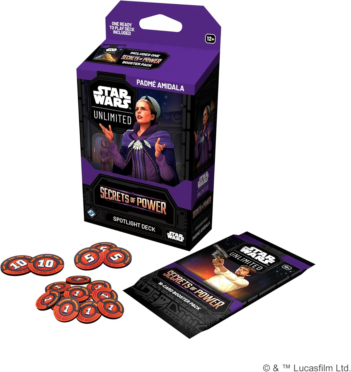Asmodee Star Wars: Unlimited TCG Secrets of Power Padmé Amidala Spotlight Deck - Pre-Built 50-Card Ready-to-Play Deck with Booster Pack, Ages 12+, 2+ Players, 20 Minute Playtime