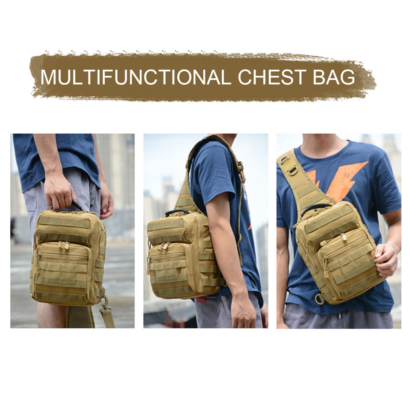 YUANZHOU Borsa a Tracolla Tattica Borsa a Tracolla a Tracolla Zaino Militare tattico Borsa a Tracolla Tattica edc Borsa a Tracolla Tattica per Esterni,ACU