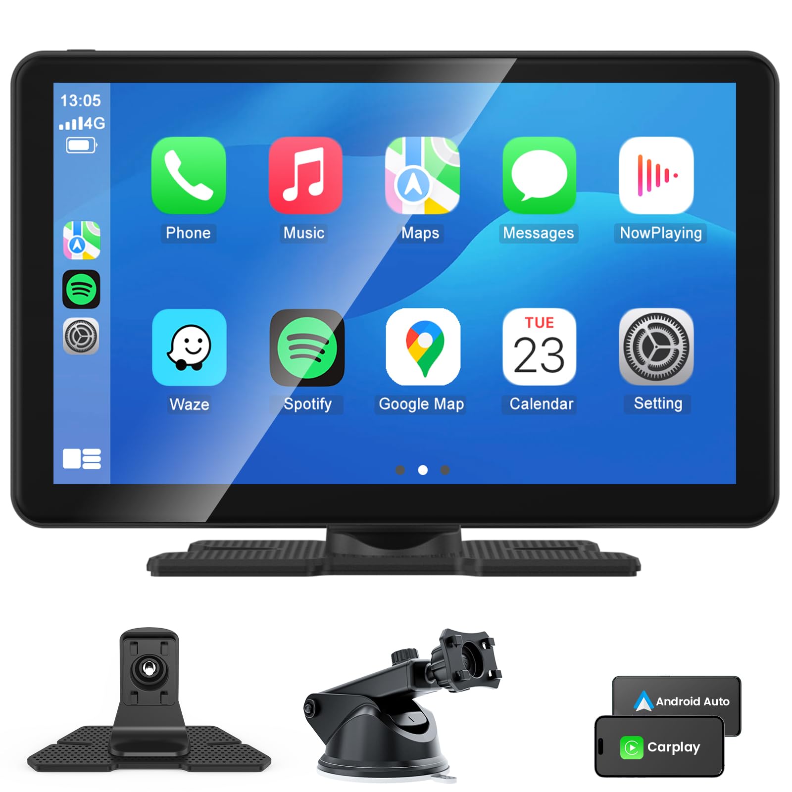 Wireless Apple CarPlay Android Auto Screen, Car Stereo 7" HD Touch Screen AirPlay Portable Navigation Radio Video Music Player Bluetooth WiFi, Voice Control, Mirror Link — view 11