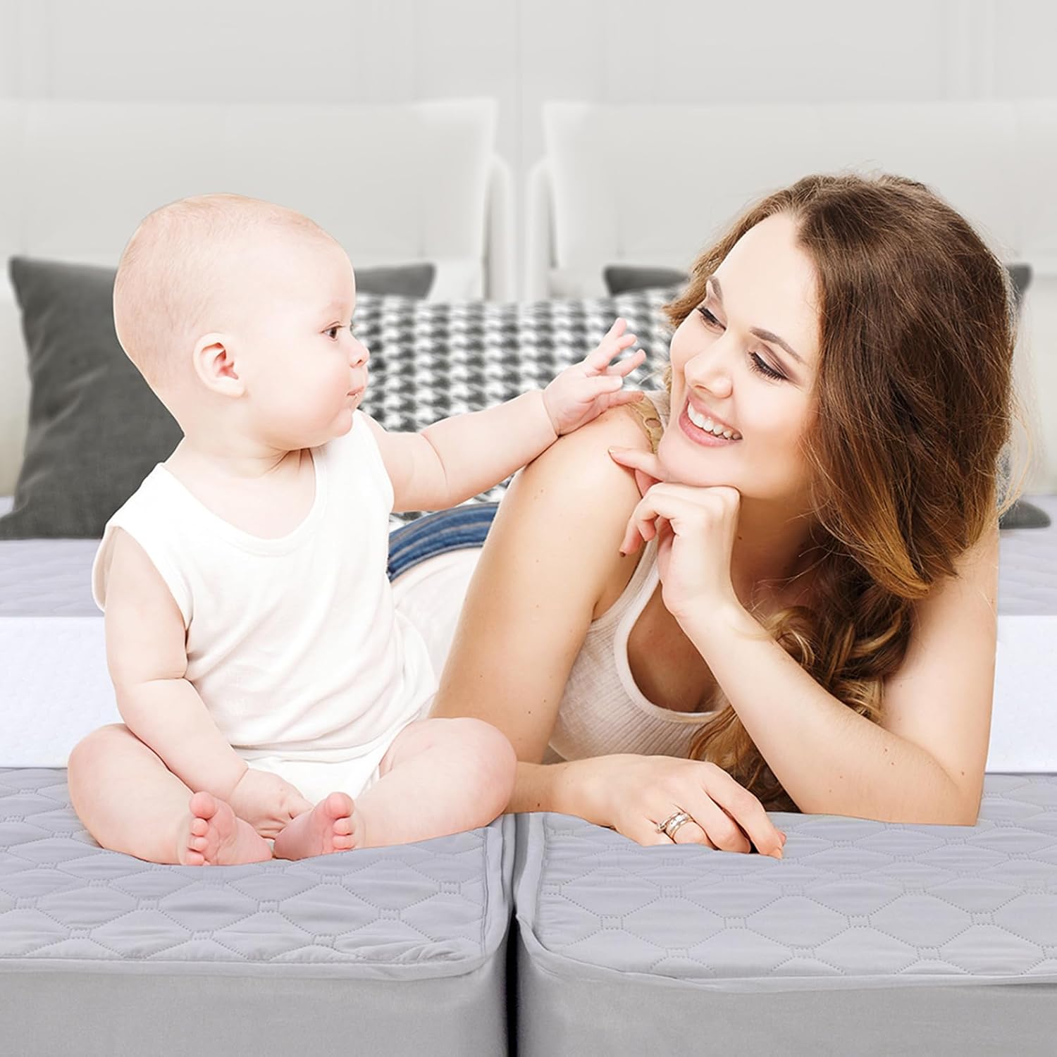 VEVOR Bed Bridge, King Bed Converter Kit, Split King Gap Filler for Adjustable Bed Mattress Connector Mattress Gap Filler with Heavy Duty Metal Buckle Strap 25D Memory Foam (100" L x 24" W)