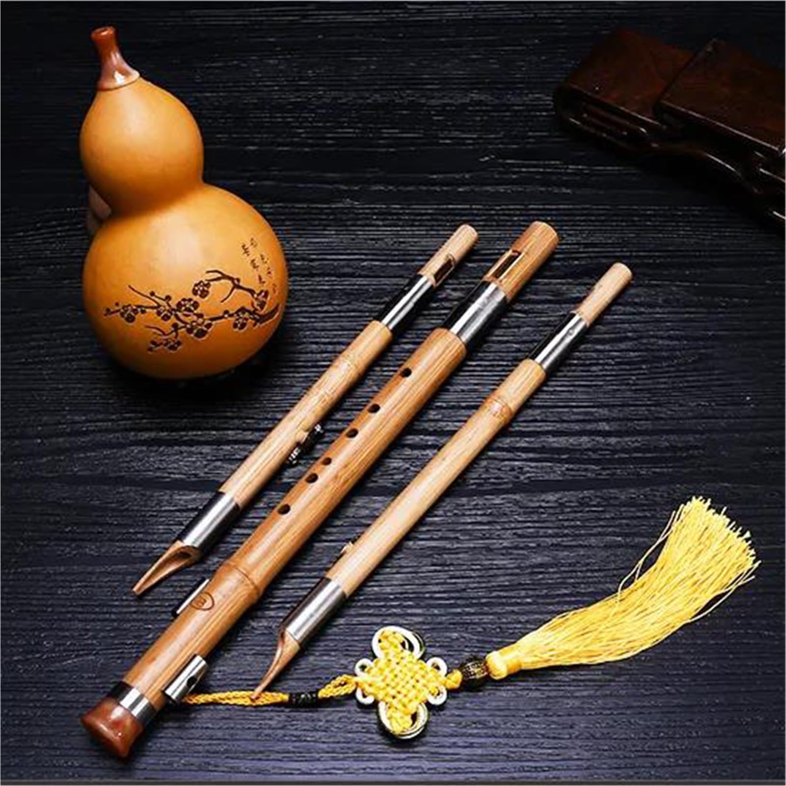 Hulusi Pour Les Débutants Nanzhu Bambou Trois Tons Hulusi C Ton BB Ton Adulte Débutant Naturel Hulusi Flûte Instrument À Vent Avec Étui(D)