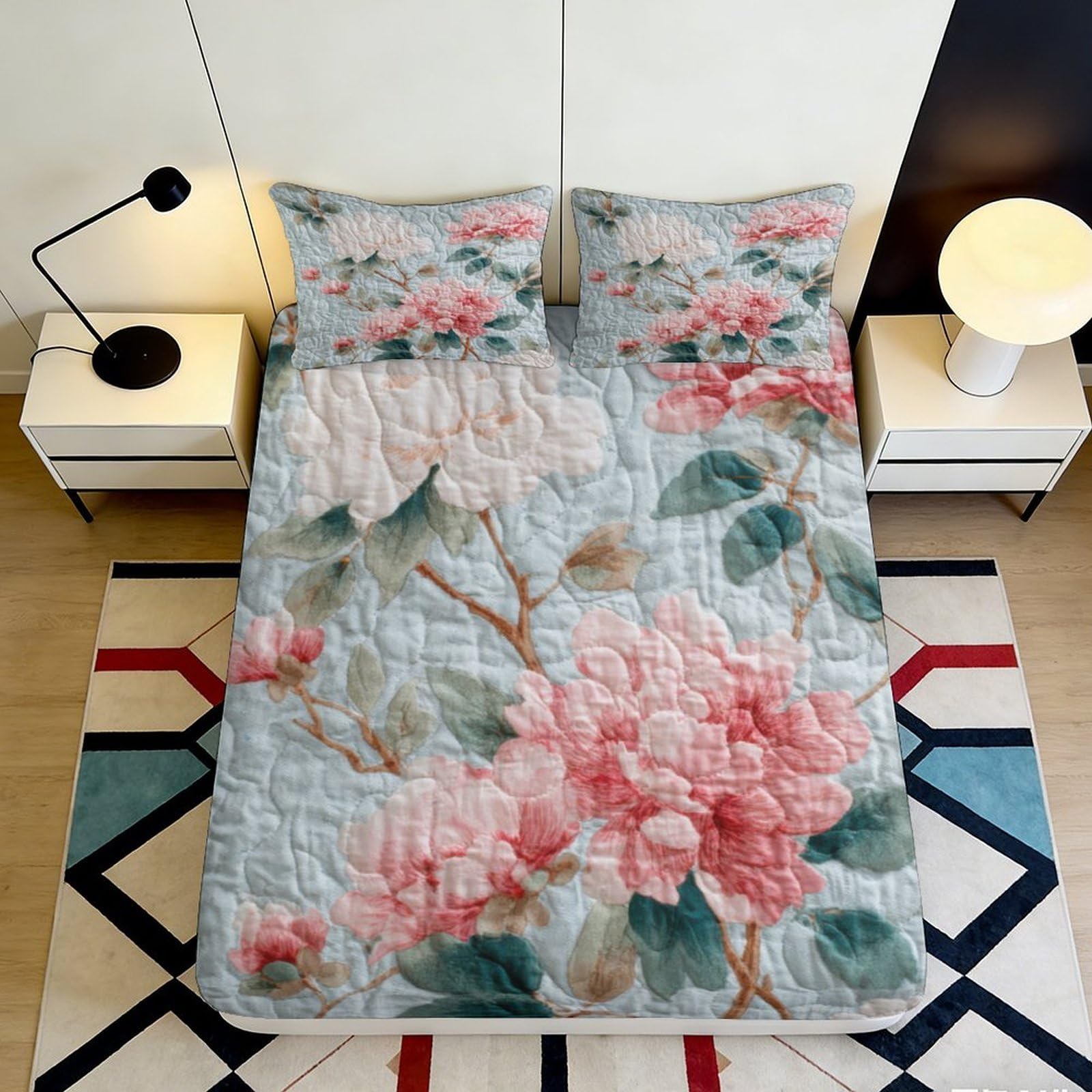Dhbaneiok Style-9 3D Printed Floral Blossom Fitted Sheet Microfiber Soft Bedroom Decor Leaf Pattern Mattress Cover For Home Dorm 90X200x25cm