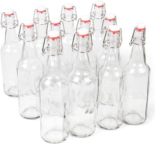 Cocktailor Botellas de cerveza Grolsch de vidrio (paquete de 12, 11 oz.11.2 fl oz), sellado hermético con tapa abatibletapones abatibles,