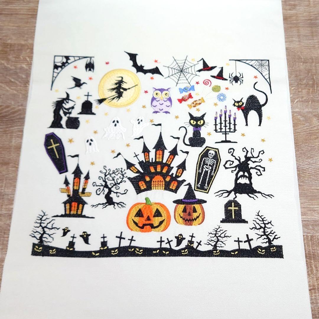 名古屋帯 ハロウィン 刺繍 白地 お仕立て込み