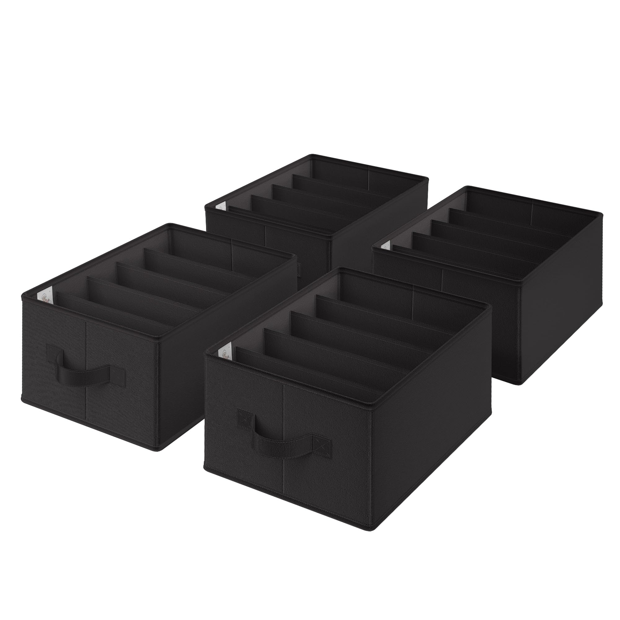GRANNY SAYS 5-Grid Drawer Organizer: Storage Bins for T-Shirts, Pants, Sweaters & Scarves - Black Clothes Storage & Divider Sets (4-Pack)