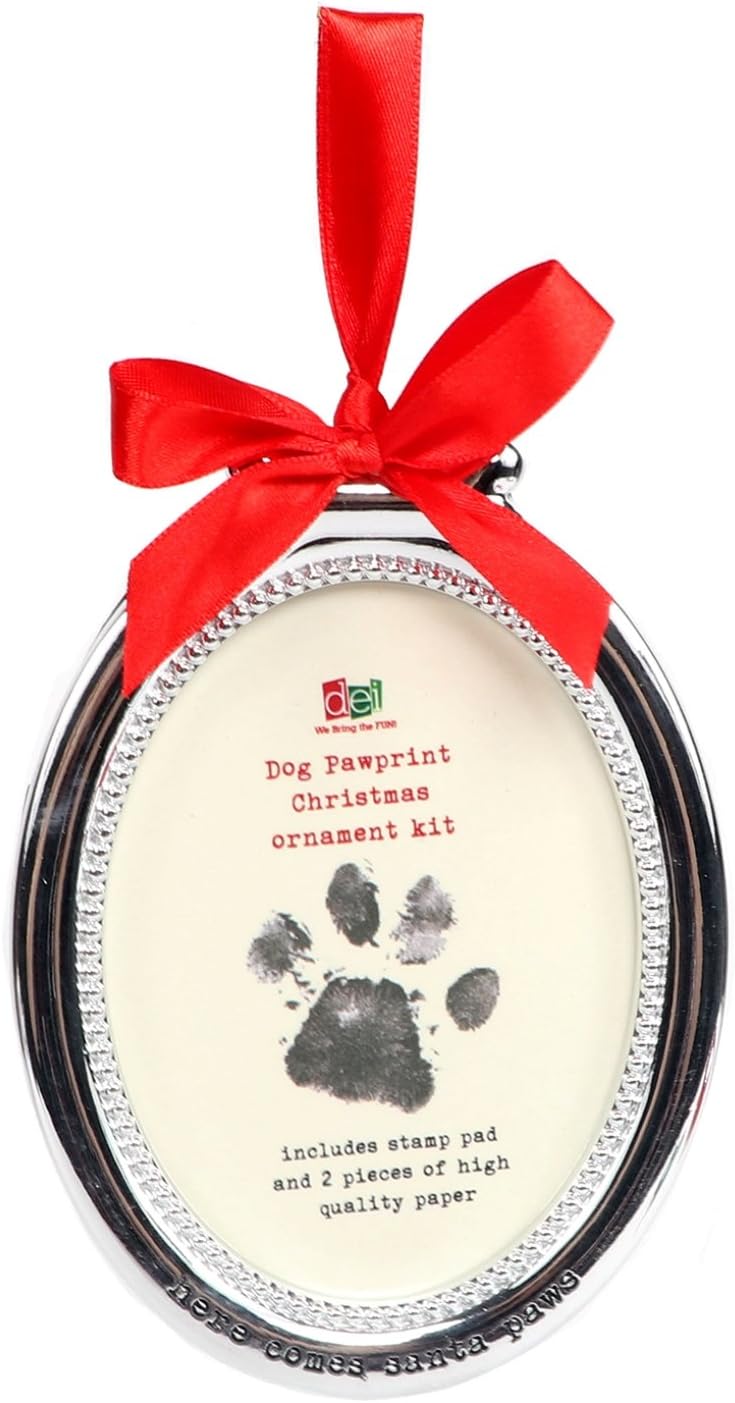Paw Print Christmas Holiday Ornament Frame DIY Stamp Kit Resin