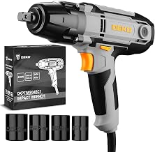 DEKOPRO Electric Impact Wrench 450W 1/2" Wired Electric Impact Driver with 4 Sockets (17/19/21/22mm) for Family Car/Truck/Mower