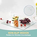 VASUHOME 2 Pack de plaques de coupe en verre trempé pour comptoir de cuisine - 16x12 Tableau de coupe clair de pouce pour le comptoir - Gratte, chaleur, résistant aux éclaboussures et facile à nettoyer