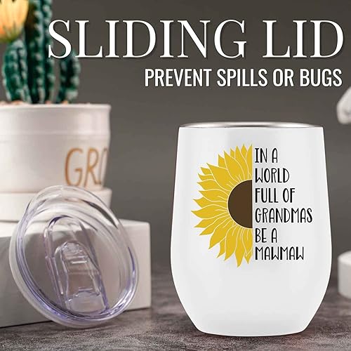 Miniatura 3 de Onebttl Regalos Mawmaw, regalos de girasol para abuela, vaso aislado de acero inoxidable de 12 onzas para amantes de los girasoles, perfecto para el
