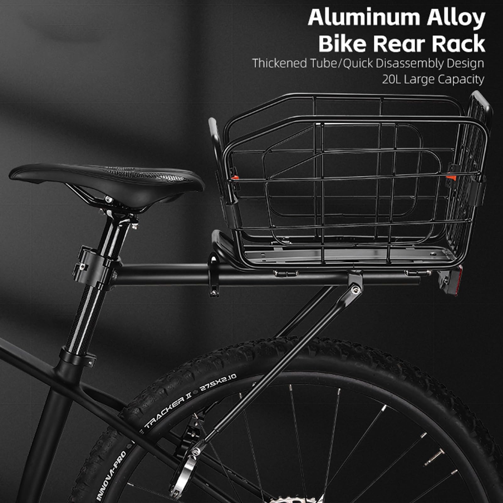 Cestino per portabagagli per bicicletta, supporto di carico in alluminio | grande cestino per mountain bike da strada, ideale per corsa, ciclismo su strada, passeggiate in città, viaggi a casa e