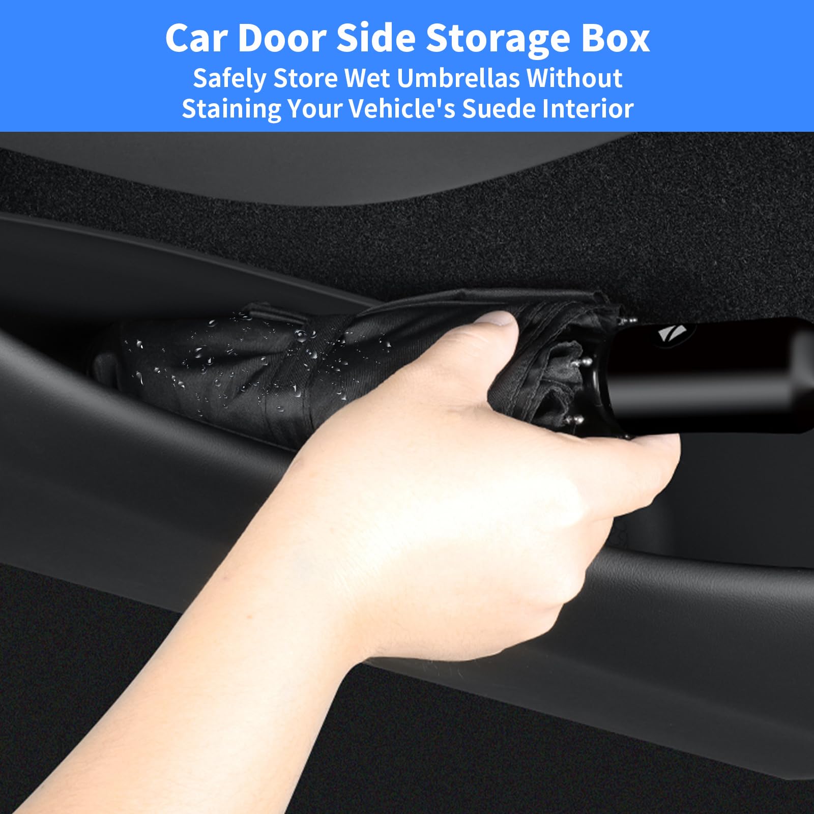 4PCS Tür Seite Aufbewahrungsbox für Tesla Model Y Juniper, Organizer Fach vordere und hintere Seitentür Slot Taschen Auto Tür Schutz Liner, Organizer-Tablett für 2025 Model Y Juniper Zubehör