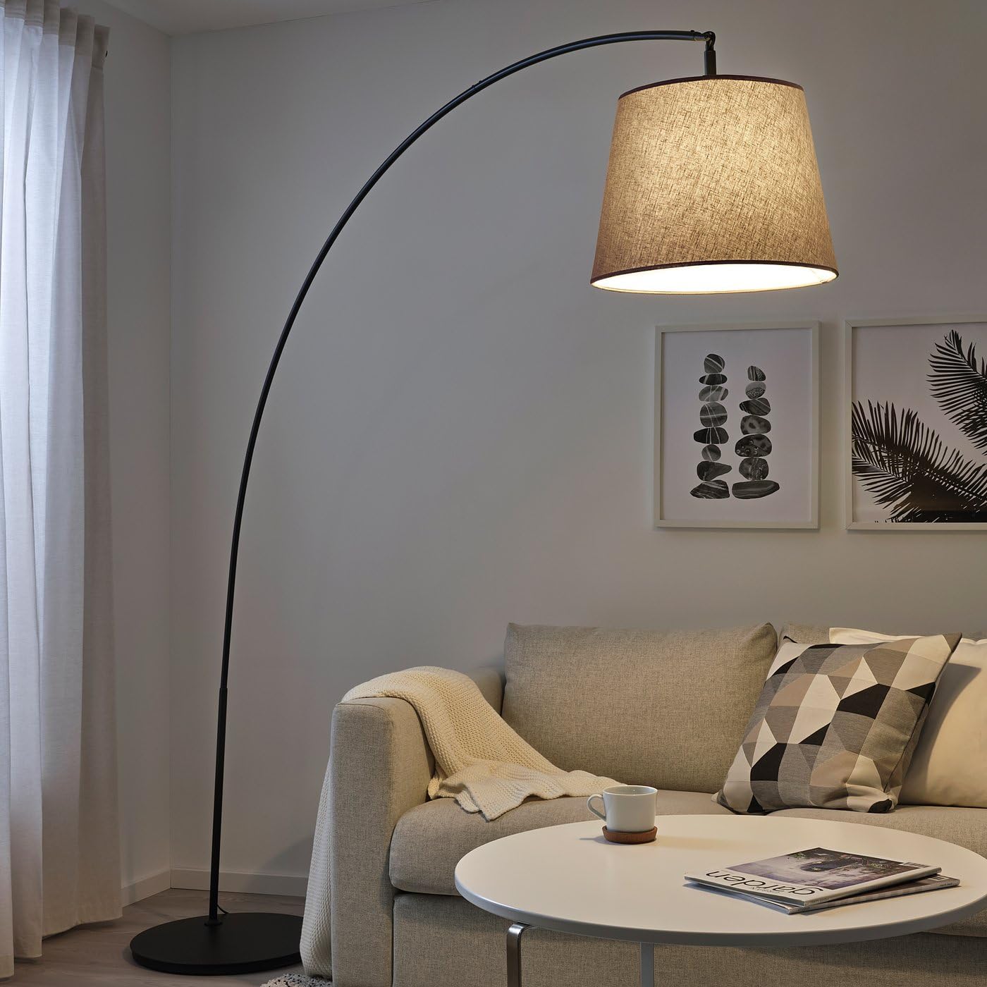 IKEA SKAFTETフロアランプ ベージュシェード SKAFTET スカフテート フロアランプベース, 黄銅色 - IKEA