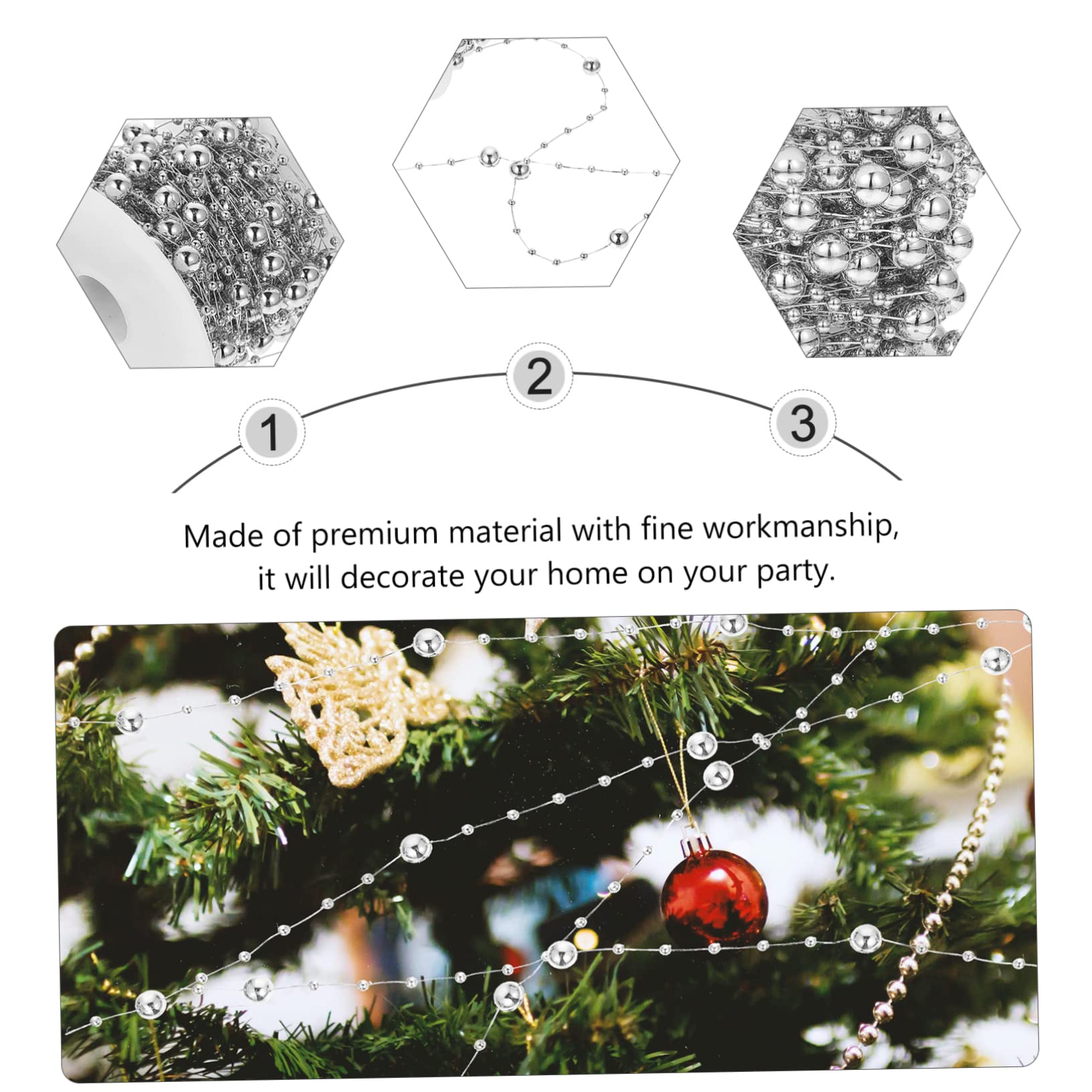 SHINEOFI 3rollen Kunststoffperlen Kette Für Hochzeitsdekoration Glänzende Perlen Für Handwerk Und Bastelprojekte Langlebig Und Fest Fixiert Für Feste Und Feiern