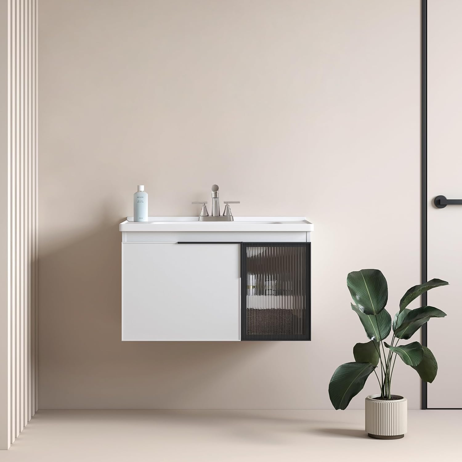 FRANSITON Bathroom Faucets with Pull Out Sprayer, 4 Inch Brushed Nickel Bathroom Faucet 3 Hole, 2 Handle Pull Down Sprayer Bathroom Sink Faucet with 360 Swivel Spout, Metal Pop-Up Drain, - Image 9