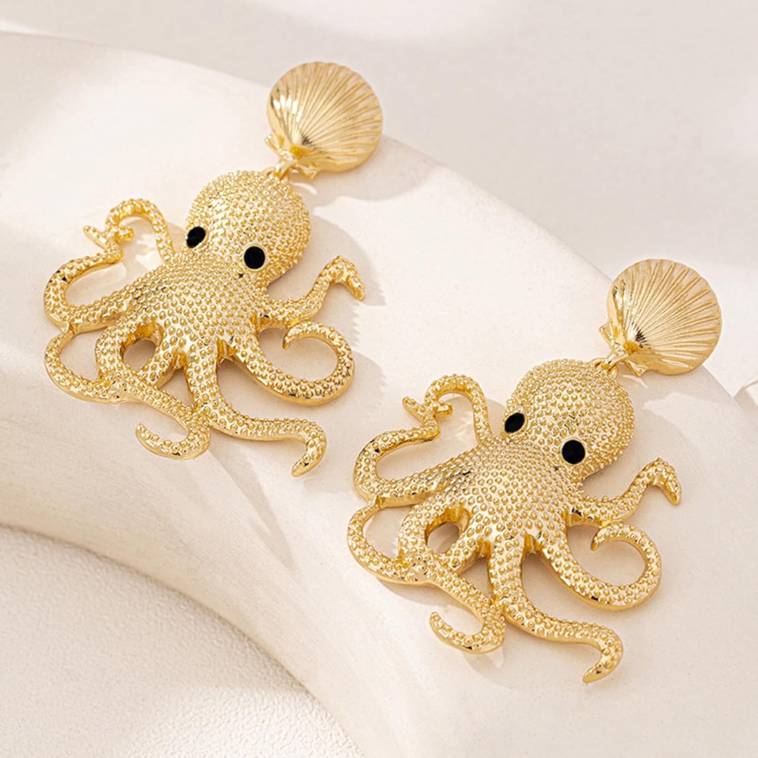 Gold Octopus Earrings for Women Unique Shell Dangle Earring Ocean Animal Charms Exaggerated Big Octopus Earrings Hawaiian Beach Charm Jewelry - Image 4