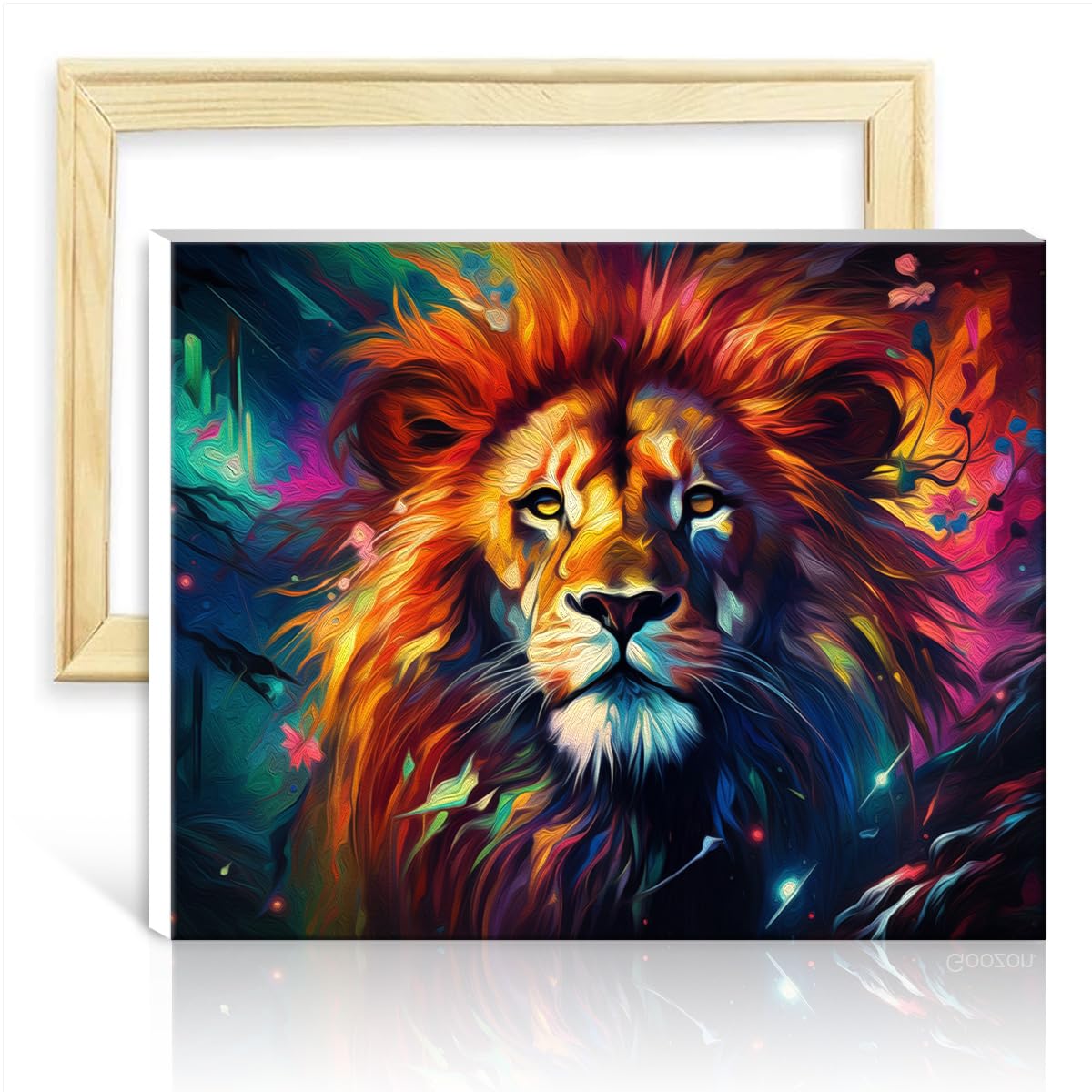 TANGFEIY Oil Painting Kit Paint by Number Paintting Lion Paint by Numbers Kit Adults with 3 Brushes & Acrylic Paints Perfect Home Wall Decor DIY Frame(30x40cm)