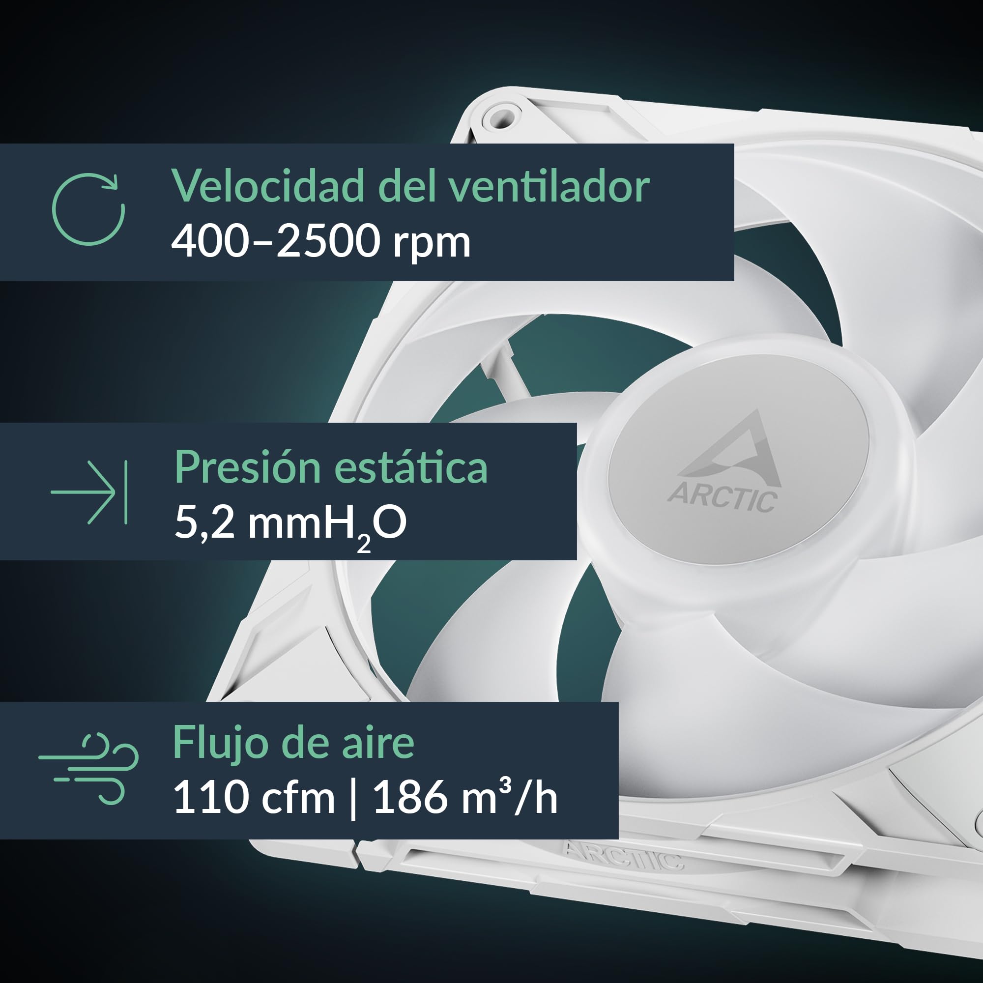 ARCTIC P14 Pro A-RGB - Potente Ventilador de Caja PC Premium, Case Fan PWM 140 mm, Divisor de Cable en Y, 400–2500 rpm, 0 rpm <5% PWM, RGB digital 5V, Rodamiento fluidodinámico, 4 Pines - Blanco