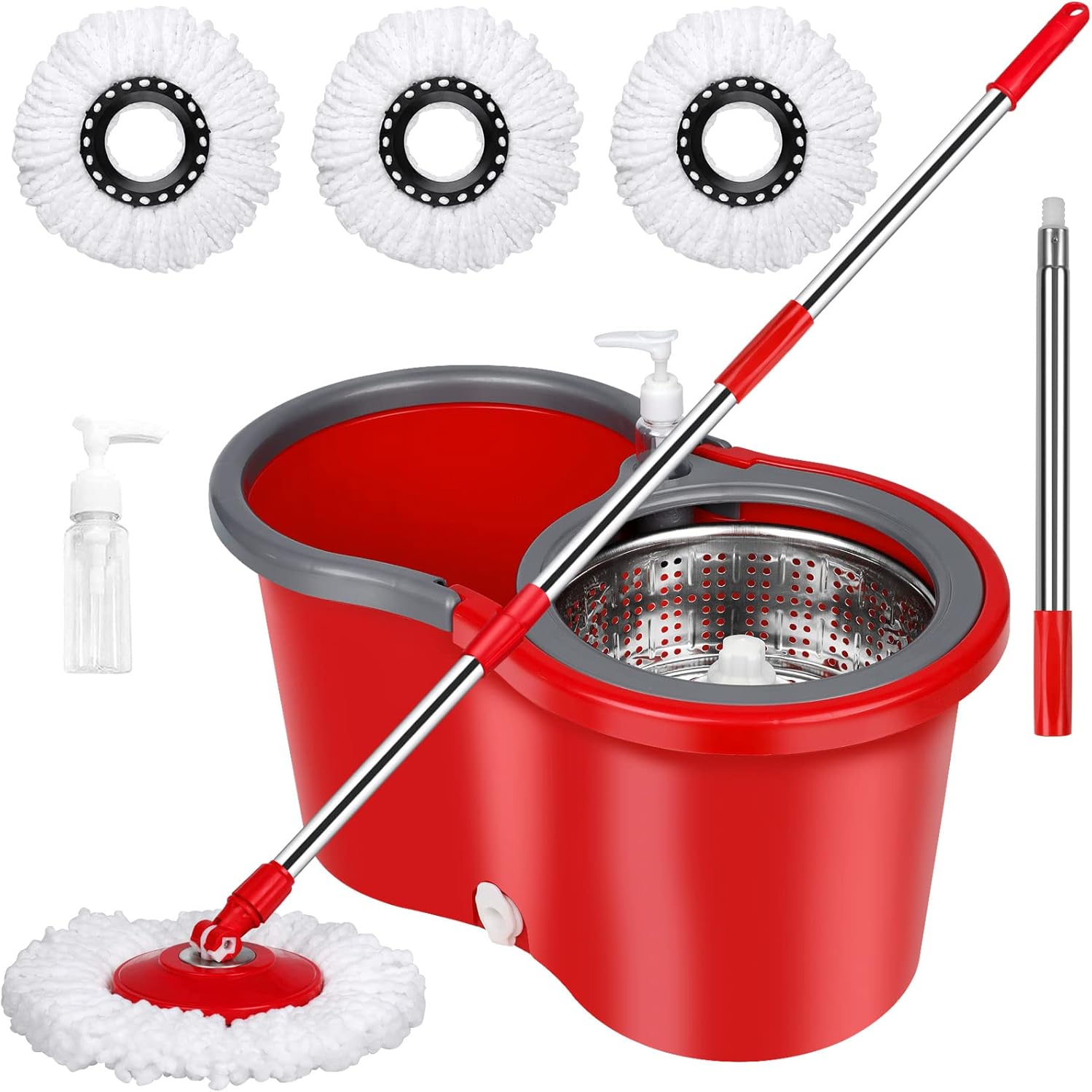 Spin Mop and Bucket with Wringer Set, 360° Spinning Mop
