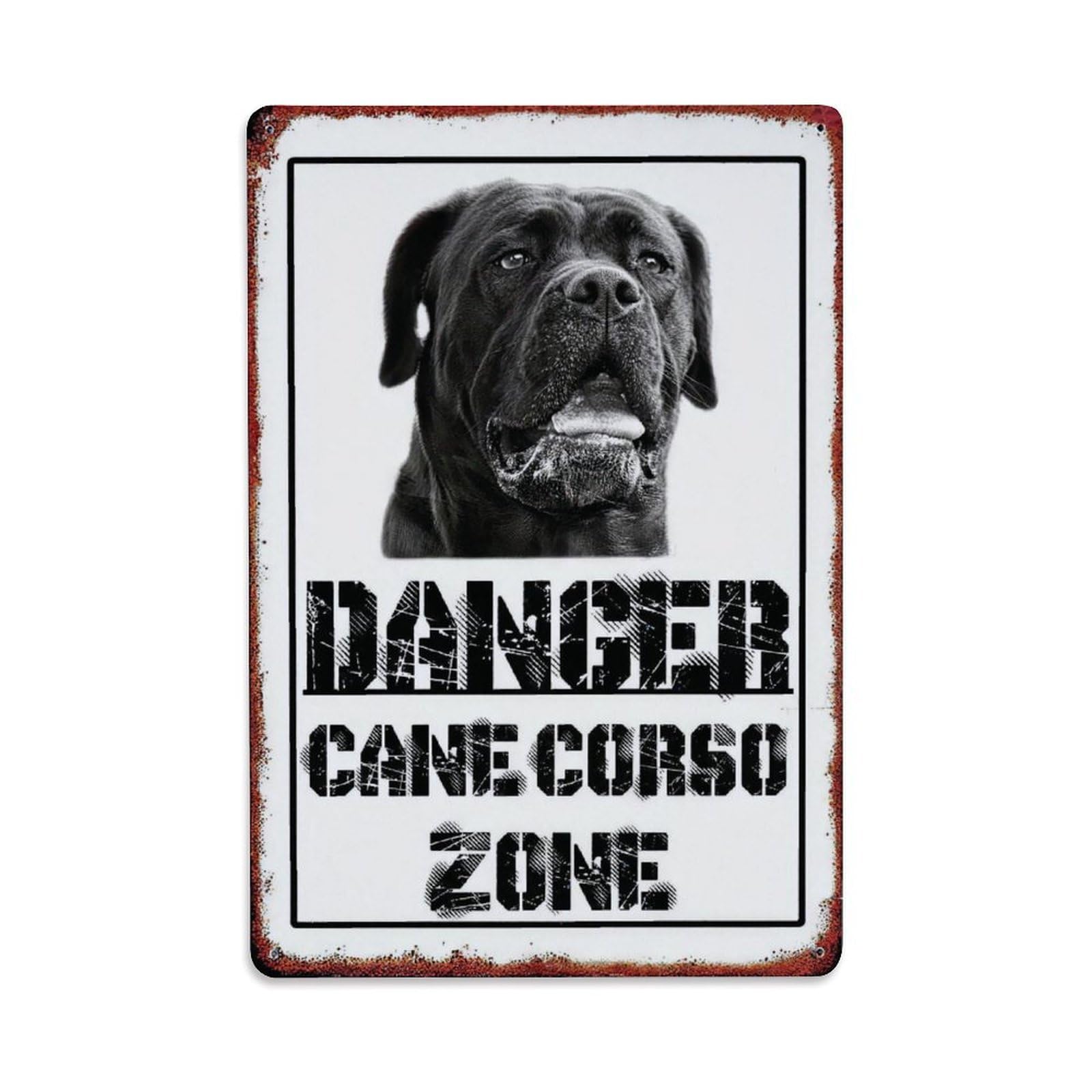 Danger Cane Corso Guard Dog Zone Sign Vintage Aluminium Metal Sign, Retro Wall Decor for Home, Bar, Garage & Farmhouse 30x20cm