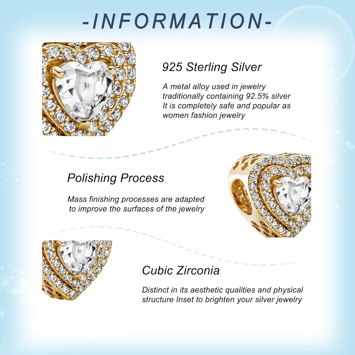 925 Sterling Silver Charms for Bracelets Gold Love and Heart Charms Cherry Blossom Dangle Beads Jewelry for Women - Image 3