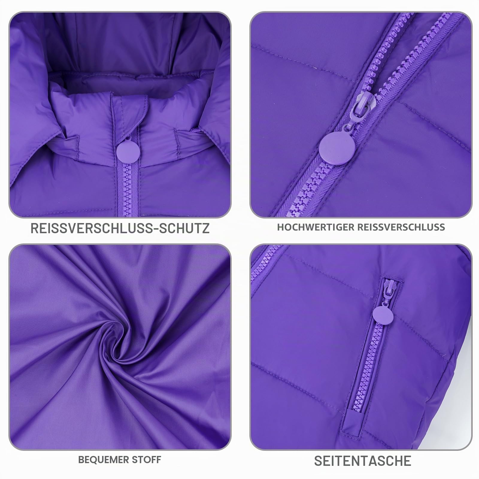 Kinder Daunenjacke Schneeanzug mit Künstliches Fell Kaputze Bekleidungsset Mädchen Jungen Verdickte Winterjacke + Schneehose Daunenhose Kinderskianzug, Lila 4-5 Jahre