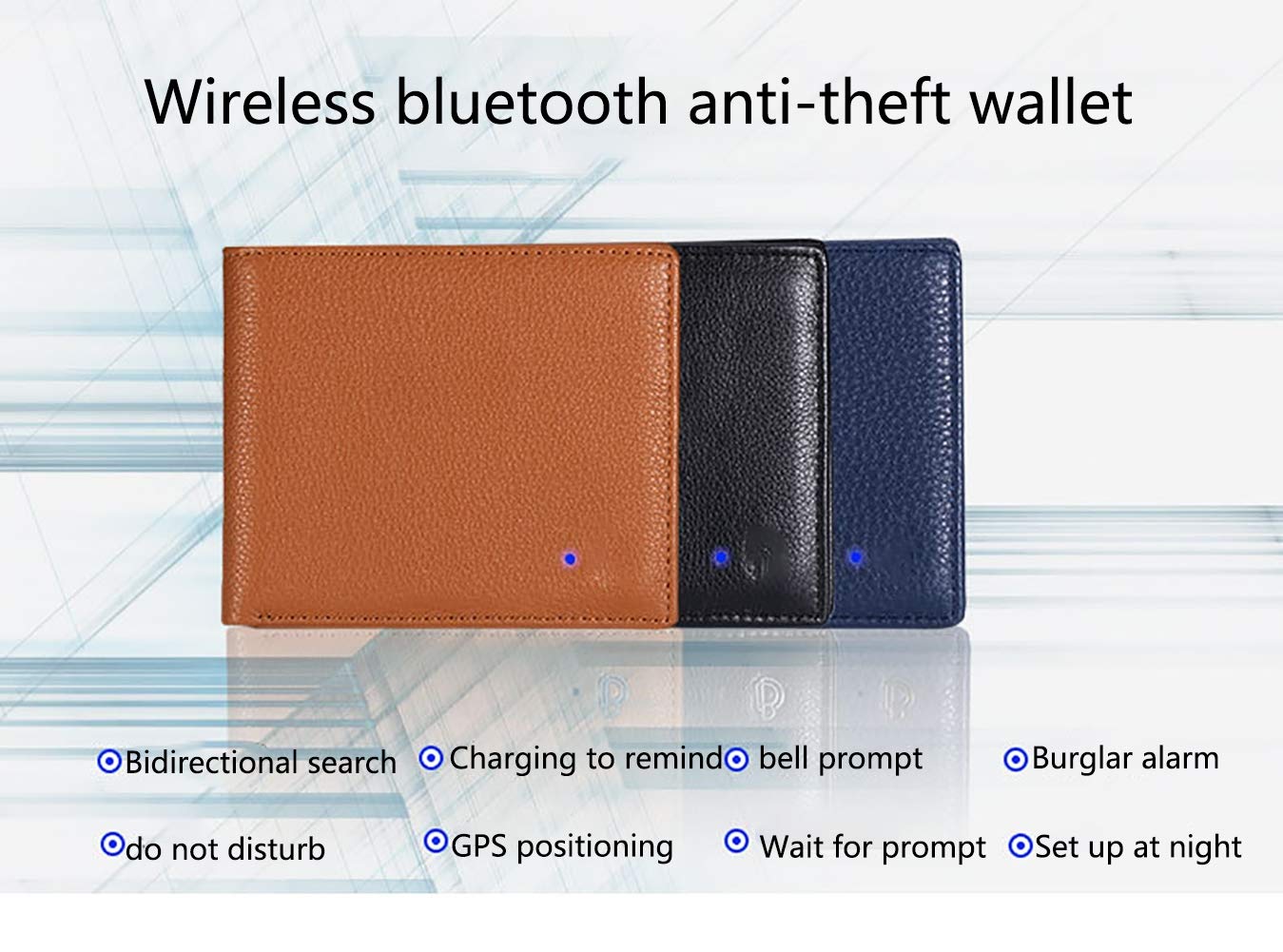 Smart Wallet Antifurto, Allarme Anti-Perdita con Bluetooth 4.0 per Uomo Pelle Nera, Batteria Ricaricabile, Porta Carte Regalo da Uomo,Nero