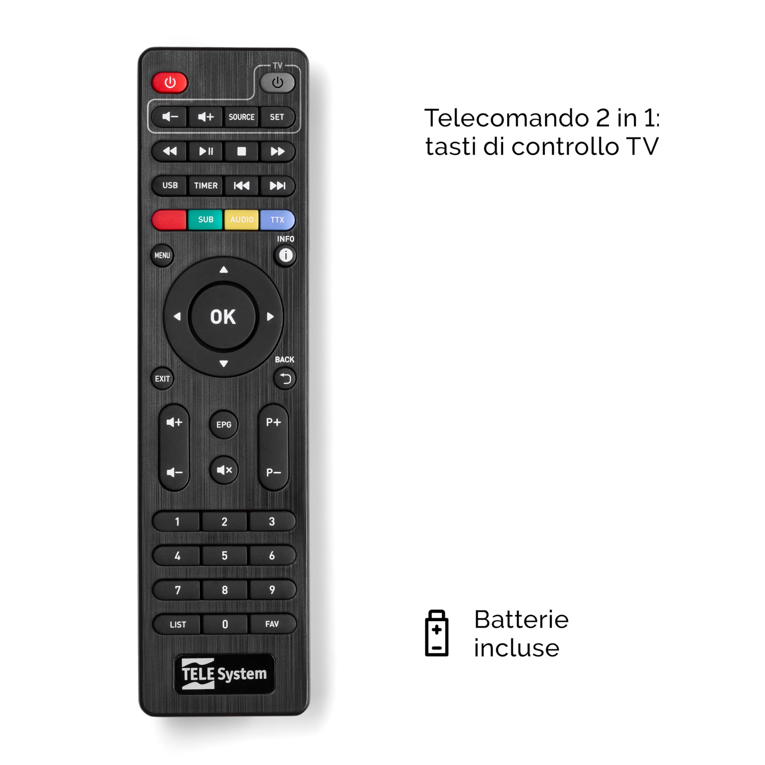 TELE System Décodeur Satellite TS9019HEVC, Carte à Puce Tivùsat Classic Incluse, certifié DAZN, Plus de 70 chaînes HD gratuites, Serie A sur DAZN1 et DAZN2, Mise à Jour Automatique des chaînes