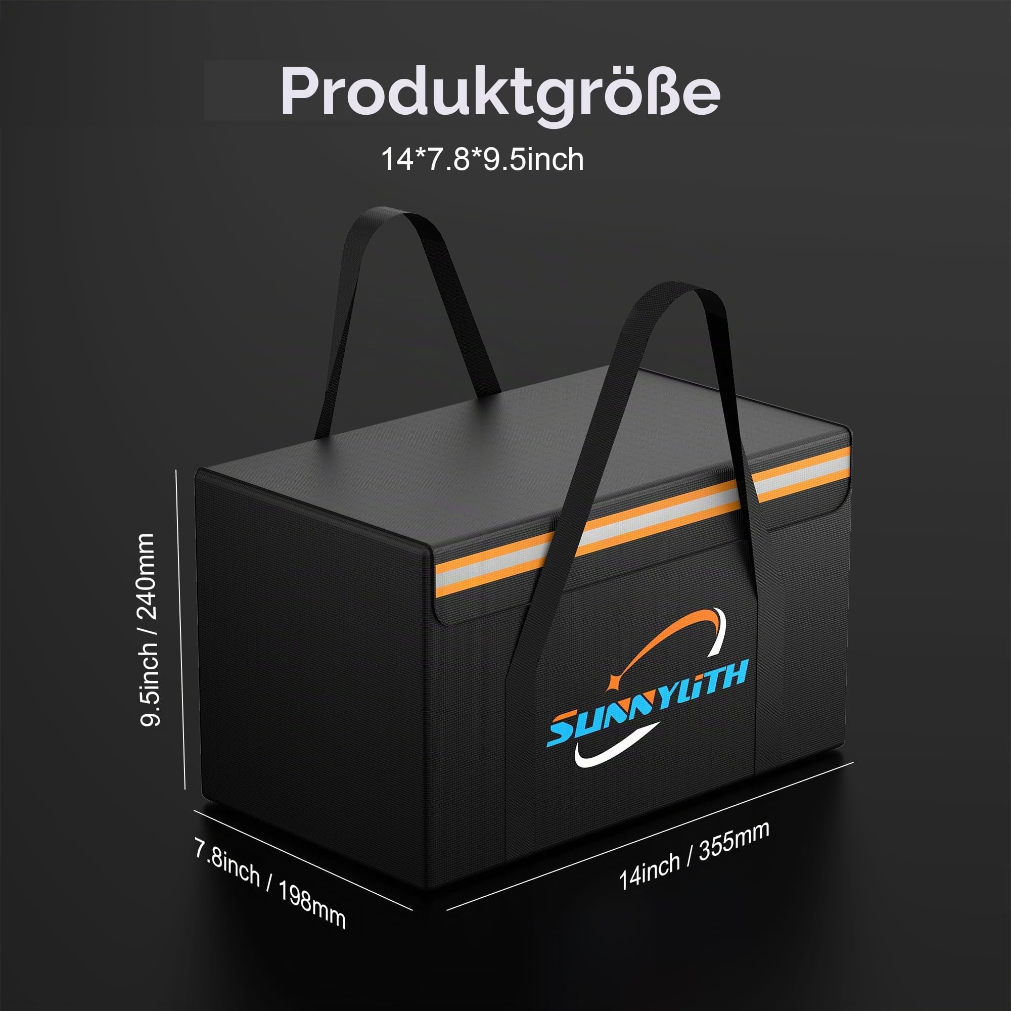 12V 100Ah LiFePO4 Akkutasche, Feuerfeste & Explosionsgeschützte Batterietasche für Laden & Lagerung, wasserdichte Schutzbox, 35 x 24 x 20 cm