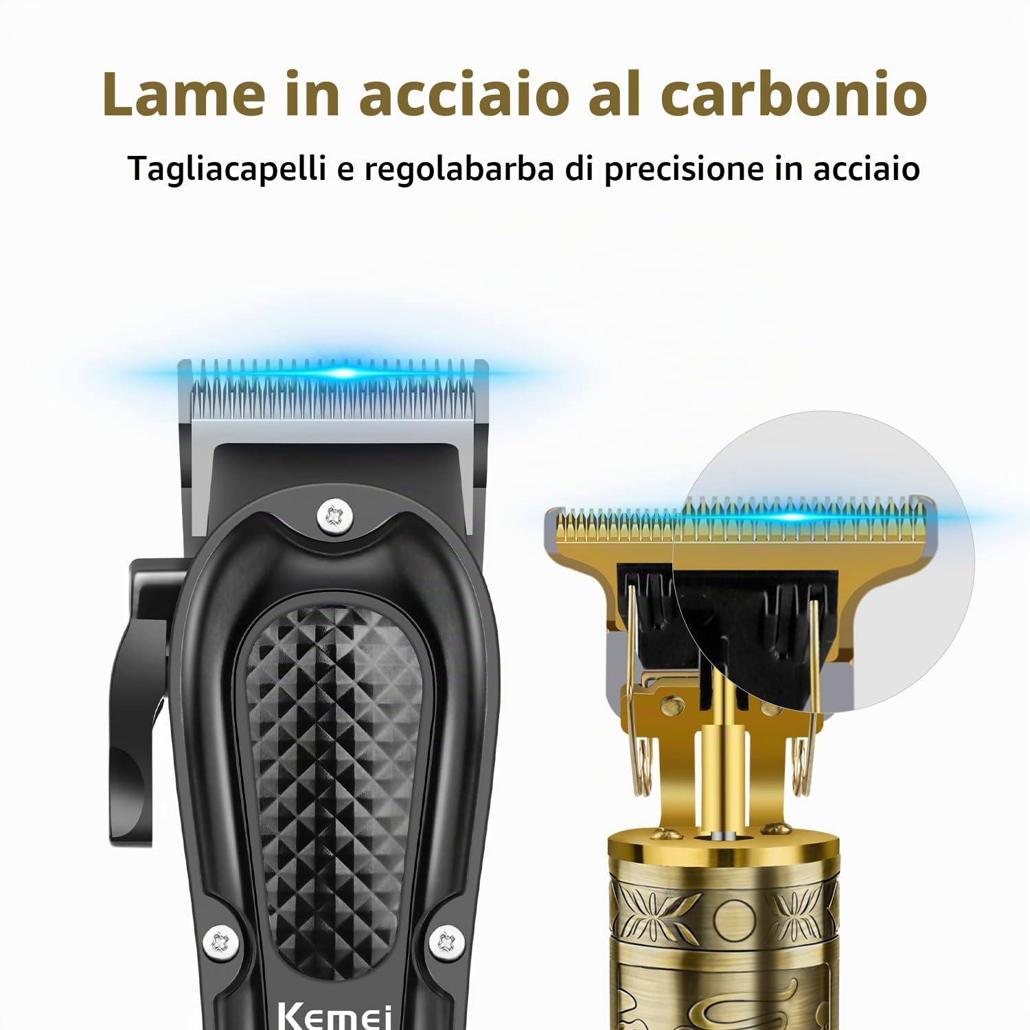 KEMEI Tagliacapelli da uomo, rasoio per barba, set di rasoi per uomo | Kit tagliacapelli senza fili per barbiere, rasoio ricaricabile