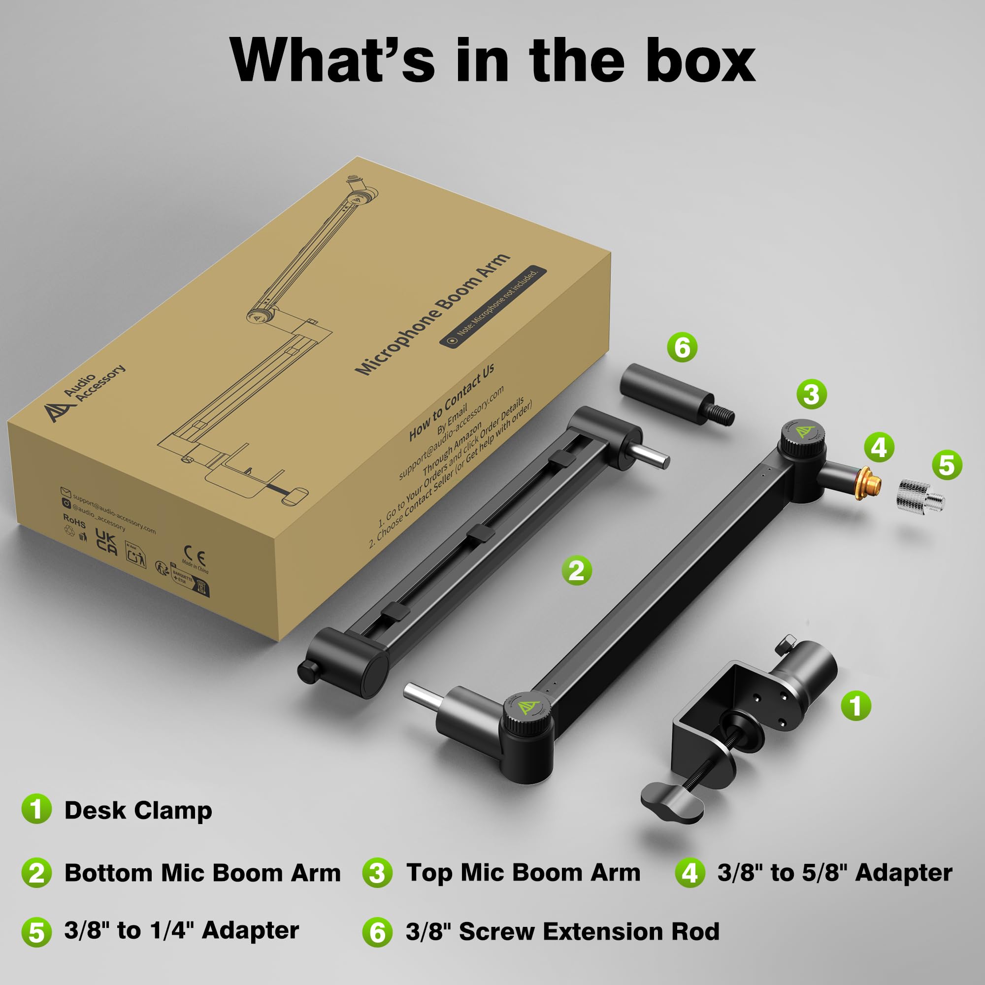 AA AUDIO ACCESSORY Bras de micro profil bas (conçu pour micros lourds) - Capacité 3 kg - Structure de verrouillage stable - Support de bureau métallique pour Shure SM7B, MV7+, Blue Yeti, Rode PodMic