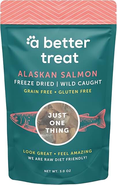 A BETTER TREAT – Freeze Dried Salmon Dog Treats, Wild Caught, Single Ingredient | Natural High Value | Gluten Free, Grain ...