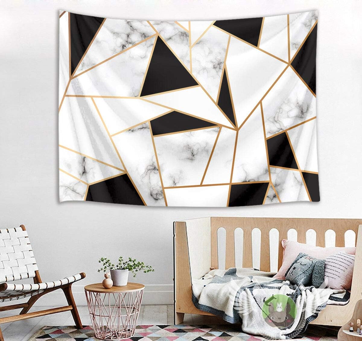 Amazon Com Lb Abstract Geometric Tapestry Wall Hanging Black And White Marble Texture Stylish Tapestry For Bedroom Living Room Dorm Home Wall Decor 40 Wx60 L Home Kitchen