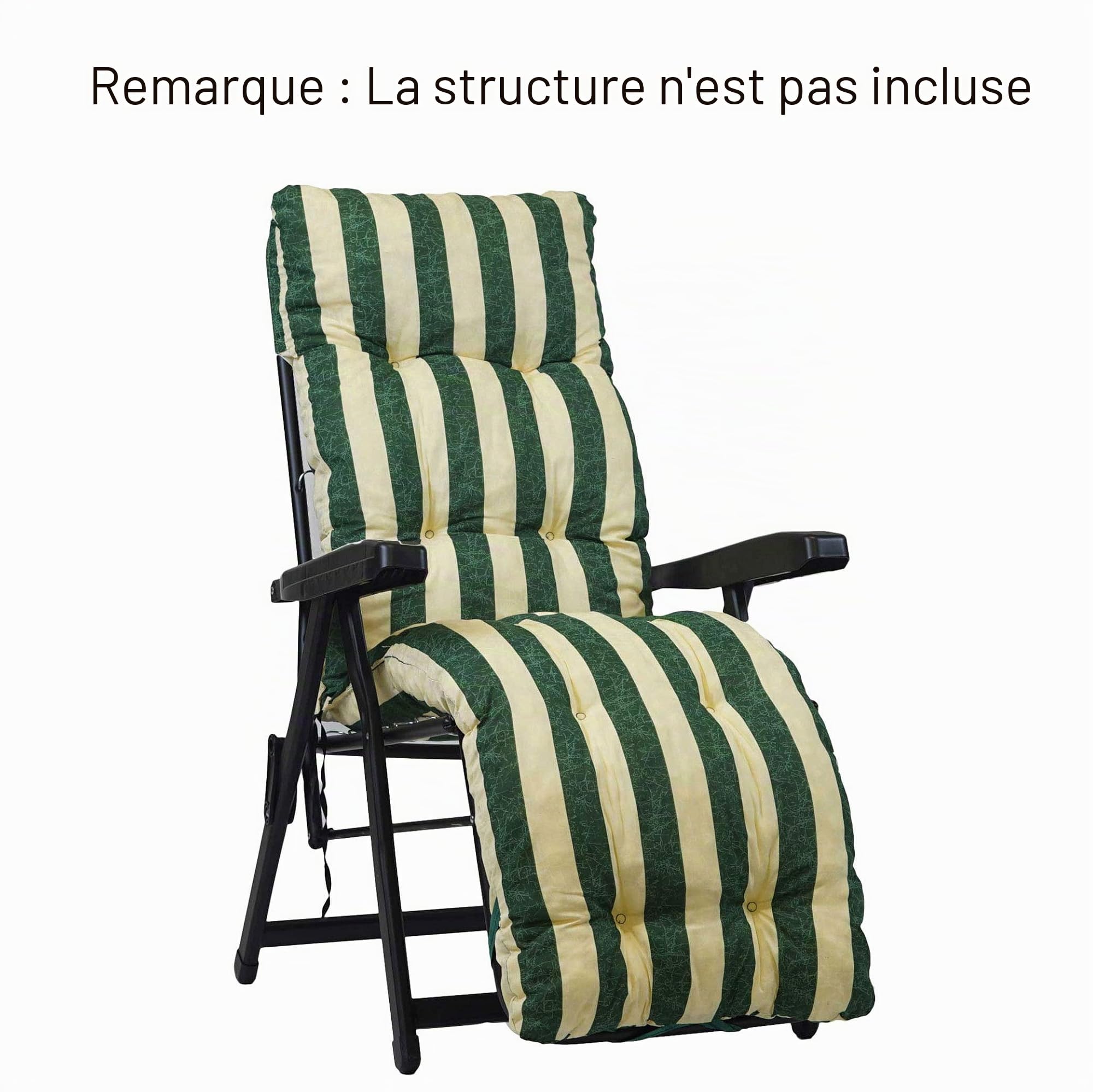 TECNOCUCI Coussin rembourré pour Chaise Longue avec Repose-Pieds (160 x 45 x 10 cm) – 100% fabriqué en Italie – Coussin de Rechange idéal pour Chaise de Jardin