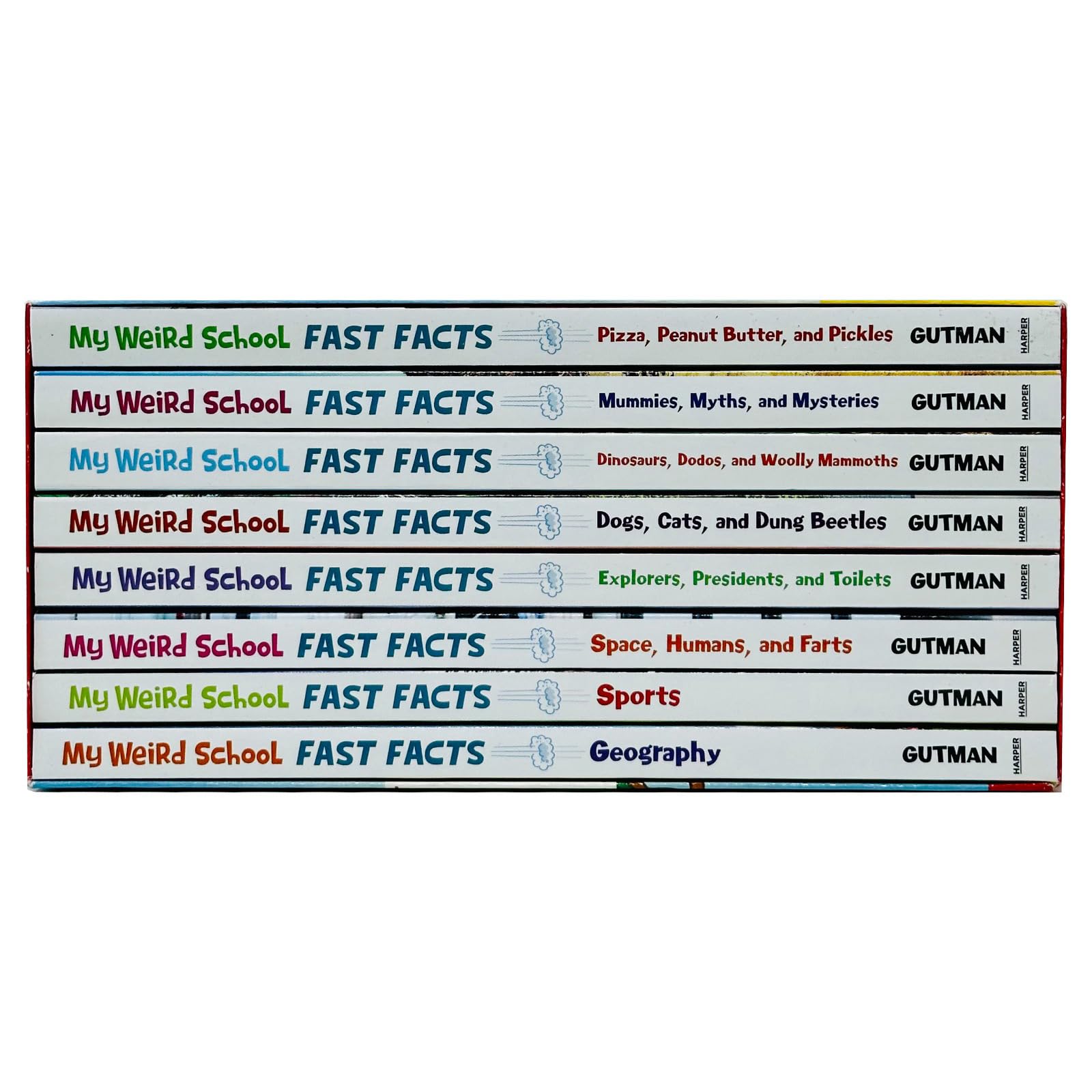 My Weird School Fast Facts 8 Book Box Set (Geography, Sports, Space Humans and Farts, Explorers Presidents and Toilets, Dogs Cats and Dung Beetles, Dinosaurs Dodos and Woolly Mammoths & More)