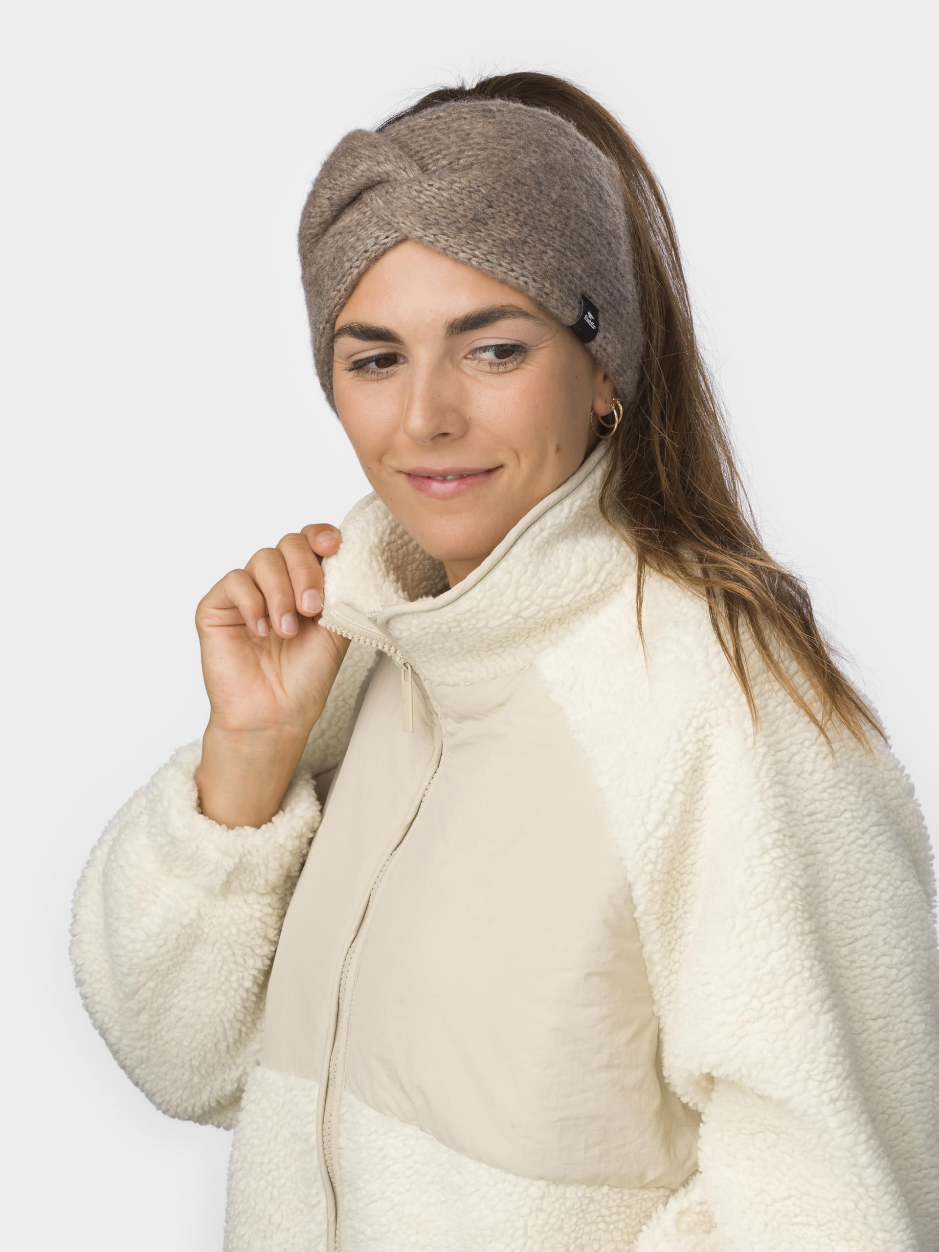 Eisbär Stirnband Damen Fenna Beige - Strick-Stirnband gefüttert | Merino Headband, Fleece Futter, schützt vor Kälte und Wind, atmungsaktiv, weich, warm, hautfreundlich