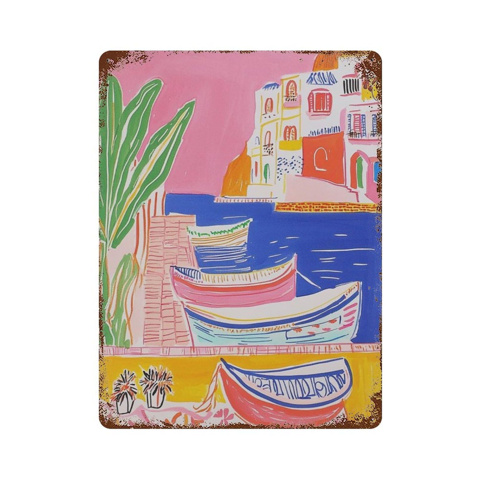 xiaoxiaoshen Marrakech Moroccan Interior Colourful Arch Boho Travel Work Wall Decor Art Metal Tin Poster Modern Home Decor Art Home Bar Shop Decorations Vintage Sign 40x30cm