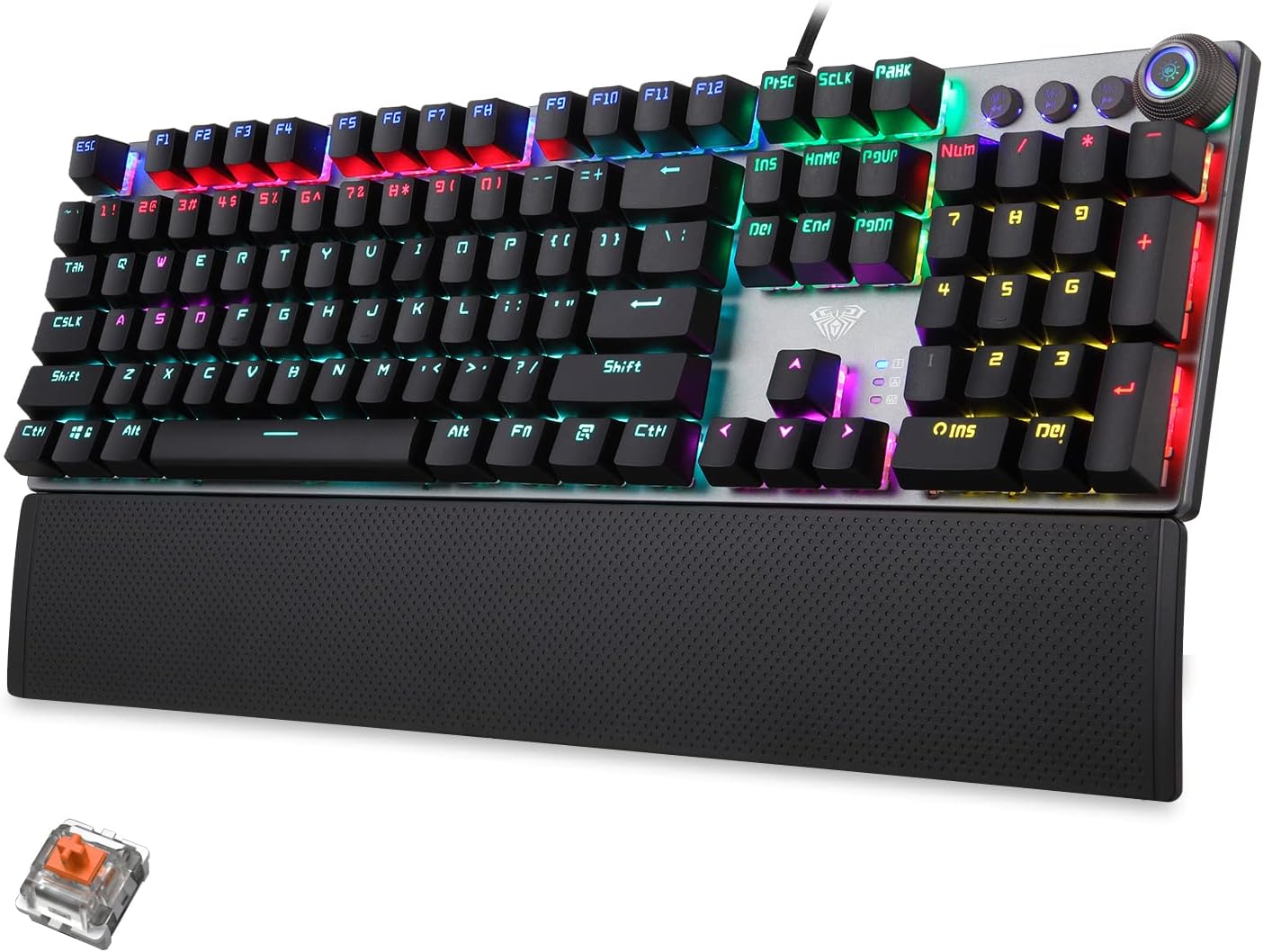 AULA F2088 Mechanical Gaming Keyboard, with 22 RGB Rainbow Backlit