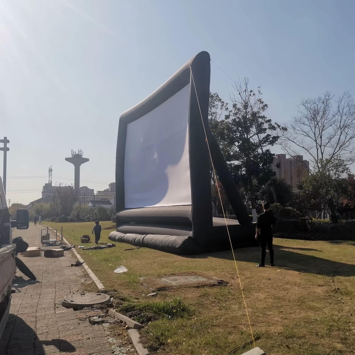 41ft/40 ft Inflatable Movie Screen Outdoor Exclude Blowers - Front and Rear Projection - Commercial Projector Screen for School, Churches, Grand Parties, Drive-in Theater(41ft Without Blowers)