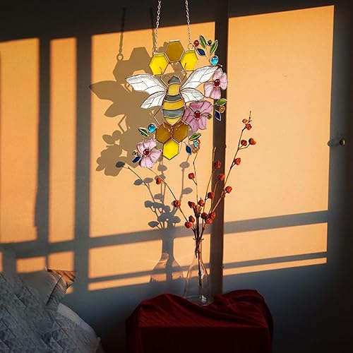 Miniatura 6 de Adorno de abeja, atrapasoles de vidrieras para ventanas, regalos para madres de Beelovers