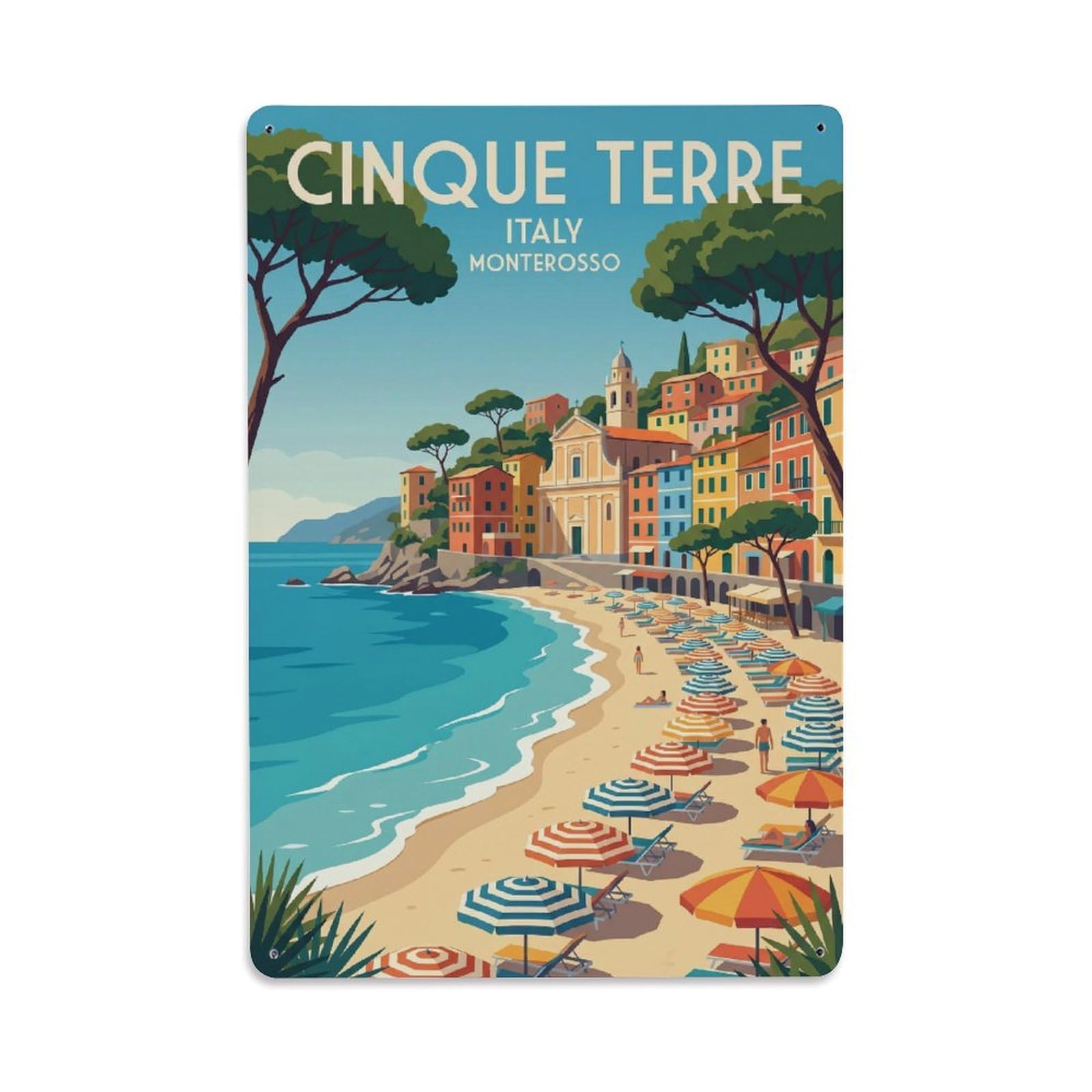 Huiyhb 8X12inch(20X30cm) Vintage Travel Cinque Terre Italy Refined Metal Tin Sign