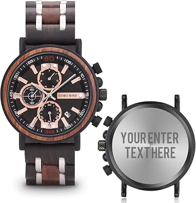 2win Personalized Engraved for Men Wooden Watches Birthday Anniversary Watch Fiance Husband Boyfriend Customized Watches for Men Personalized Customization