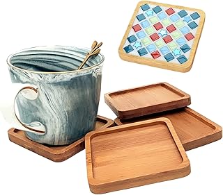 29 Beautiful Home Decor Handmade Ideas For Every Room 49 4PCS Mosaic Bamboo Coasters for Crafts, Blank Base Trays, Drinking Cup C...
