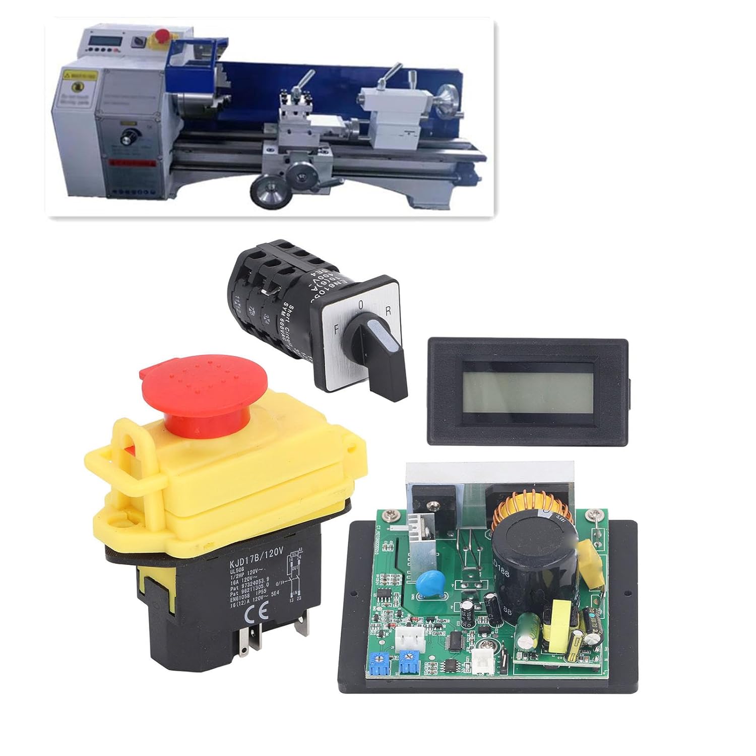Motor Control System Speed Controller Potentiometer Board LCD Display Hall Sensor for CJ18A Mini Lathe