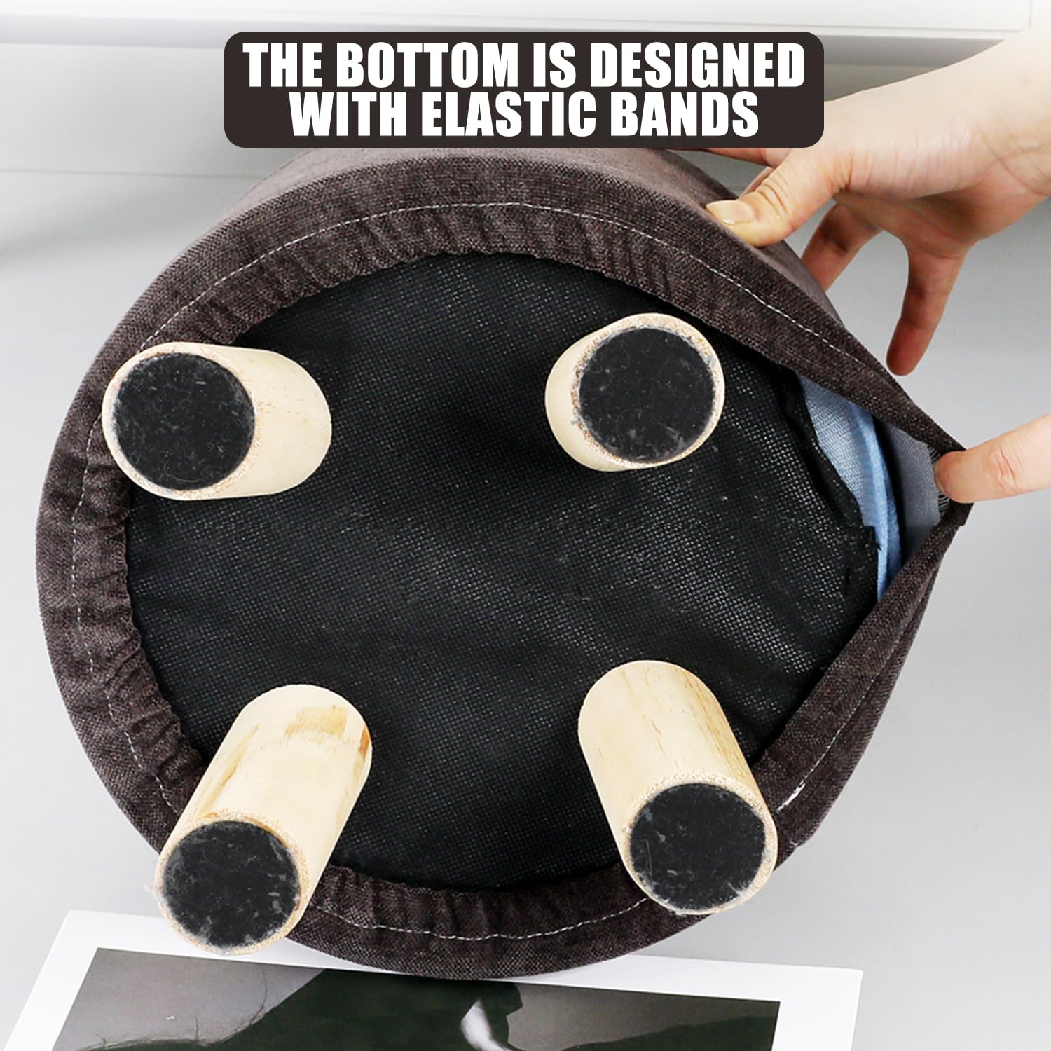 B/Beige,Square25*25 * 25cm, Cubierta Otomana Slipcover del Taburete Protector De La Cubierta del Taburete Suave con Fondo Elástico para Sala De Estar Dormitorio Cubierta del Taburete