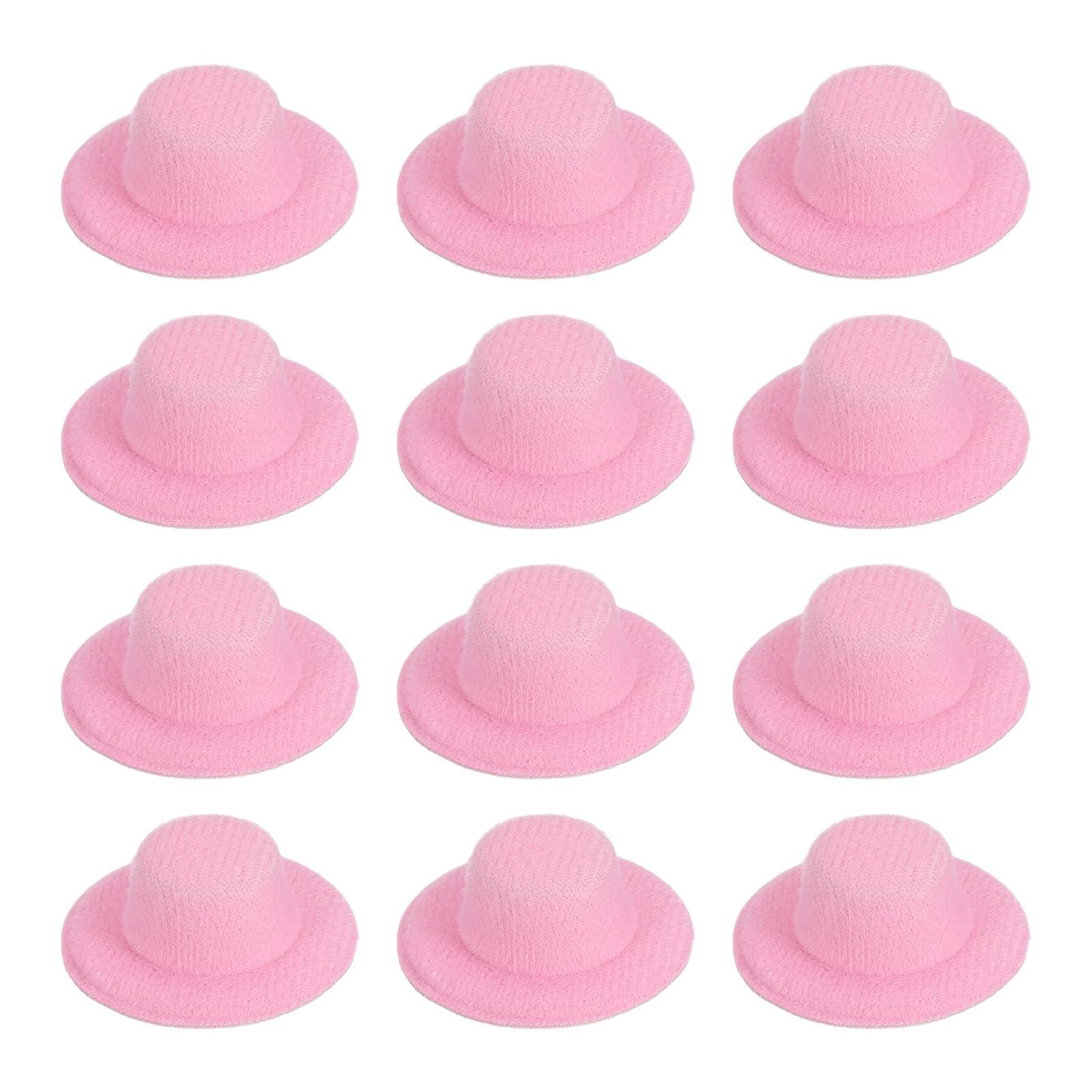PATIKIL 1.4 Inch Mini Formal Hats, 12 Pcs Miniature Doll Hats Mini Top Hat for Crafts Hair Accessories Decorate Doll Snowman, Pink