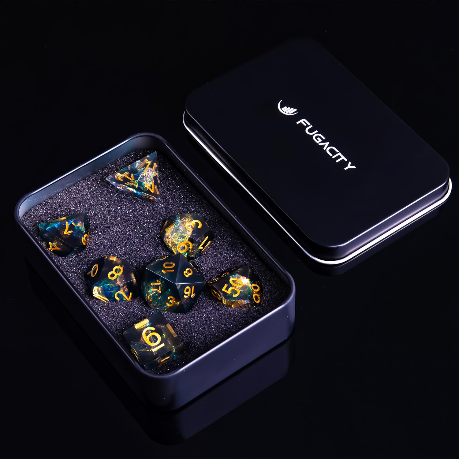 DND Dice Set Handmade 7 Accessories Sharp Edge Dice for Dungeons and Dragons TTRPG Games, Multi-Sided RPG Polyhedral Resin Sharp Edge Dice Roleplaying Games Shadowrun Pathfinder MTG